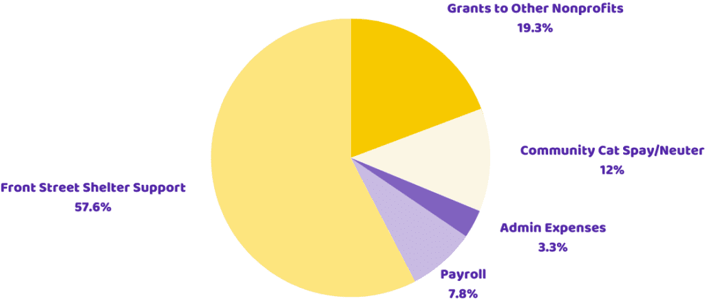 A pie chart displays a breakdown of expenses